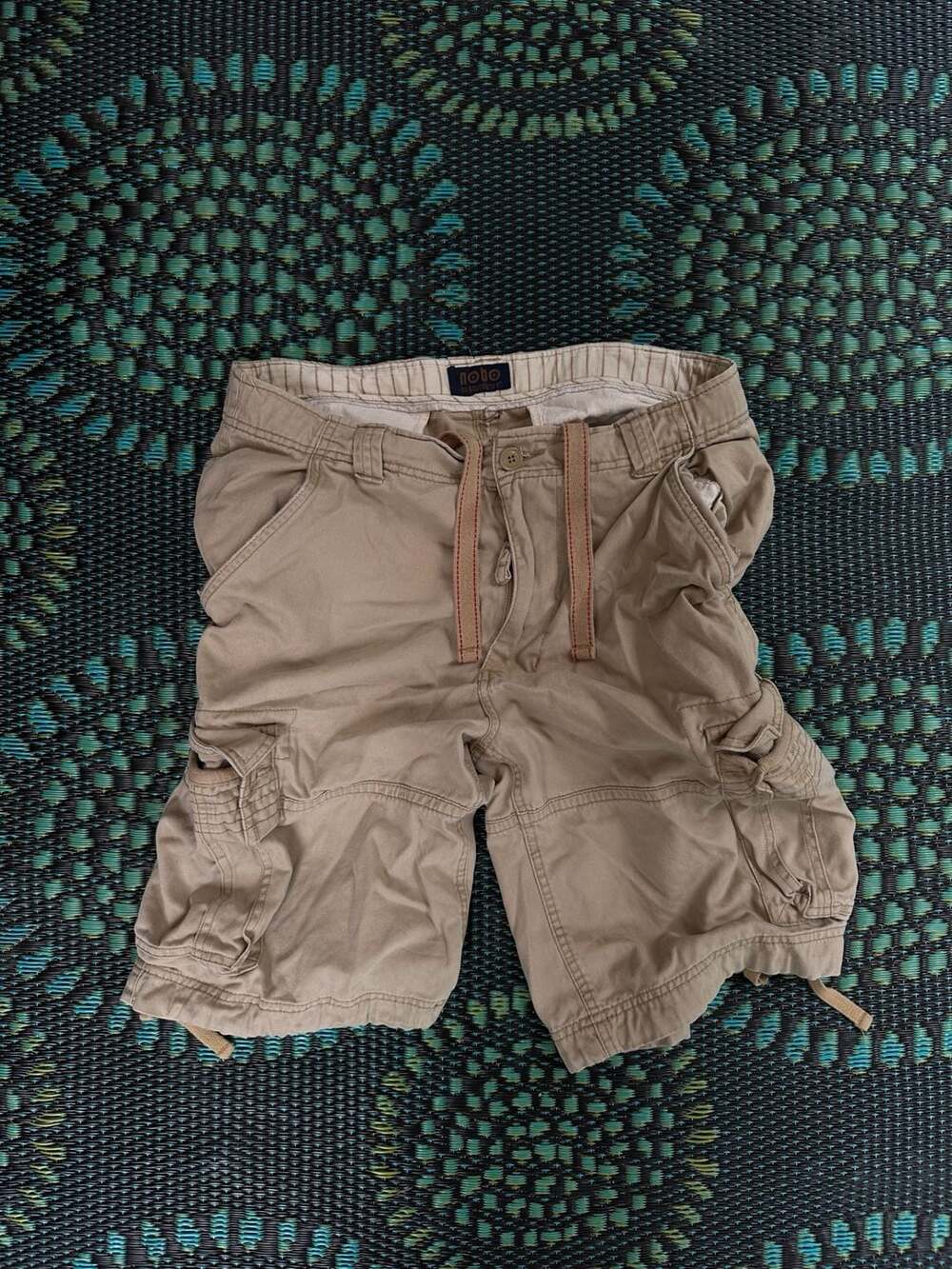 No Boundaries Men's Khaki Tan Cargo Shorts with Drawstring